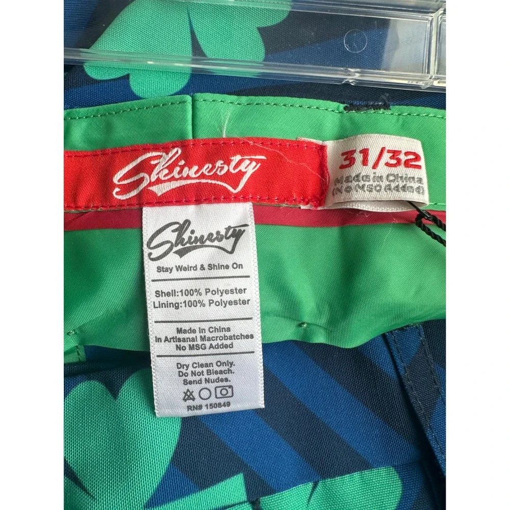 NWT Shinesty Shamrocks Striped Golf‎ Dress Pants 31x32 St Patricks Day Party